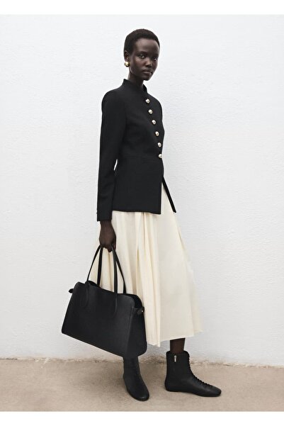 MANGO Woman Mücevher düğmeli şerit yakalı ceket