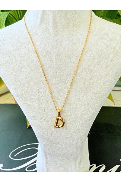 ATLASAKSESUARR D Harfi Büyük Gold Altın Kaplama Kolye