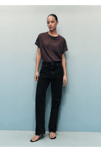 MANGO Woman Matilda yüksek belli düz kesim jean pantolon