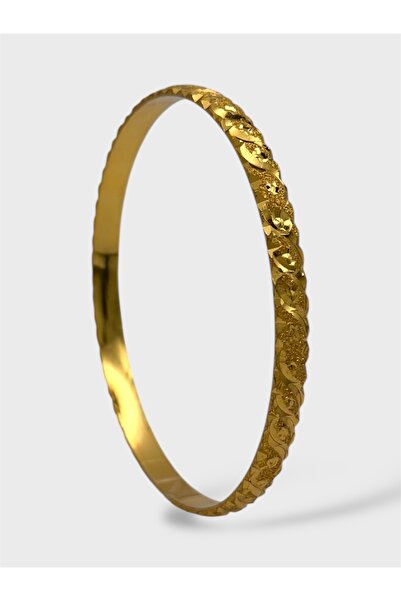 Arnes Jewelry Çelik 22 Ayar Altın Kaplama Desenli Kalın Ajda Bilezik - 1 Adet