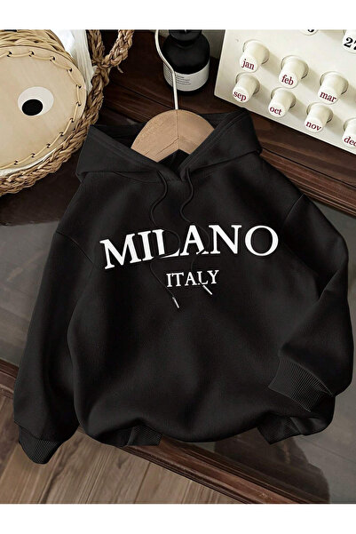 CONSTRAİN Φούτερ με κουκούλα Milano Italy με στάμπα – Oversize, Unisex, Χειμε...