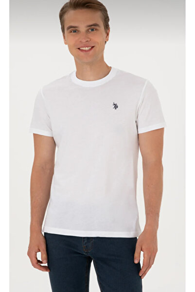 U.S. Polo Assn. Bărbați cu croiala normală guler rotund alb basic tricou