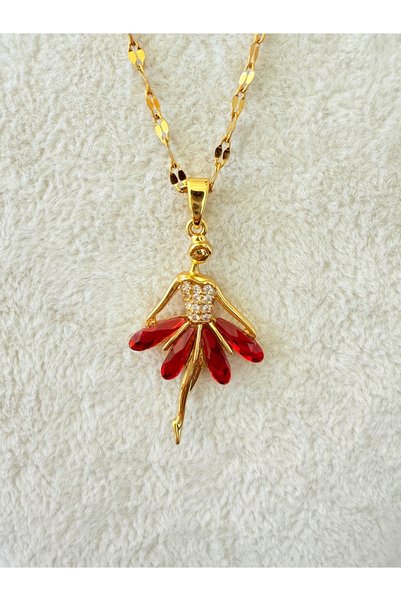 ATLASAKSESUARR Stone Fairy Girl Gold Steel Necklace