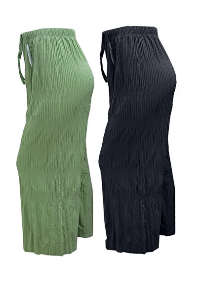 SDD بنطلون واسع ومريح نسائي مقاس حر عدد ( حبتين) لون اخضر و كحلي