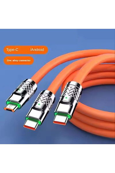 TVT 3 in 1 Fast Charging Cable, 66W, USB to USB-C / Lightning / Micro USB /1.2m, Fast Charging