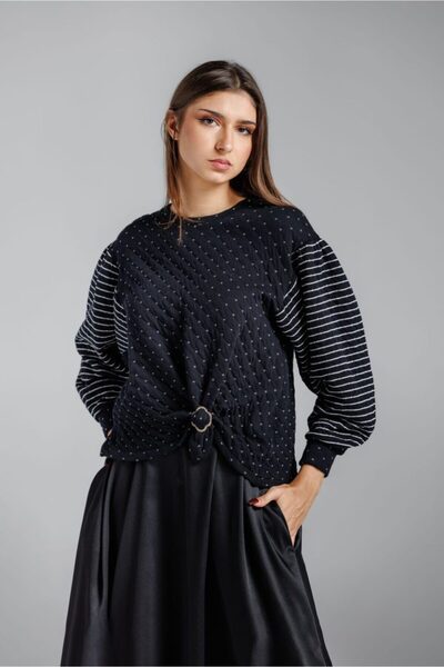 RVL Quilted blouse with puff sleeves