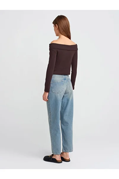 Dilvin 71350 Tint Washed Relax Denim Trousers-Blue