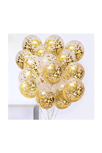 FOKUL Gold Konfetili Şeffaf Balon Seti 10 Adet Doğum Günü Bride To Be Balon S...