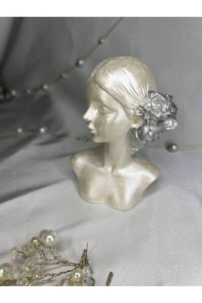 Love Candle Dekor İnci Renk Kadın Biblo, Çiçekli Kız Büst, Dekoratif Obje