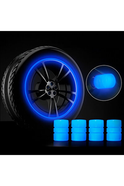 Genel Markalar Fosforlu Mavi Sibop Kapağı Seti – Gece Parlayan 4’lü Tekerlek Lastik Kapağı
