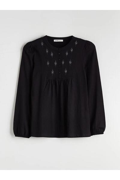 LC Waikiki Crew Neck Buttoned Blouse (W5)