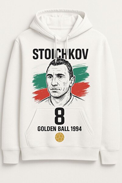 CLASSY.MODA Hanorac Stoichkov Golden Ball 1994 – Hanorac cu glugă, legenda fotbalului, imprimare digitală cu 3 fire