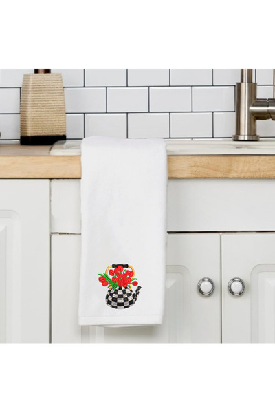 Ursa منشفة مطبخ مطرزة بتصميم زهرة التوليب من داما، مقاس 30×50