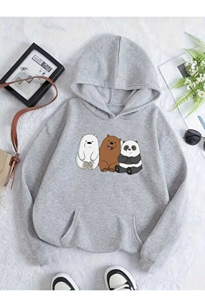 tkn your style سويت شيرت بقلنسوة كبير الحجم بتصميم مطبوع عليه "أصدقاء الدببة"...