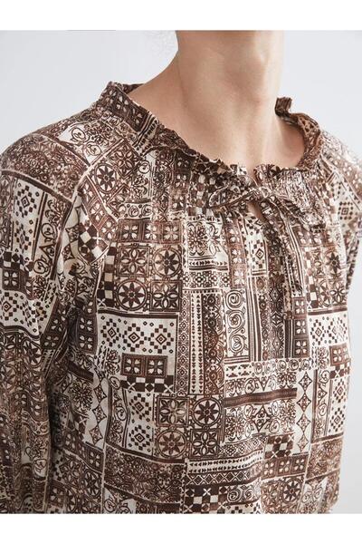 LC Waikiki Tied Neck Patterned Blouse (W5)