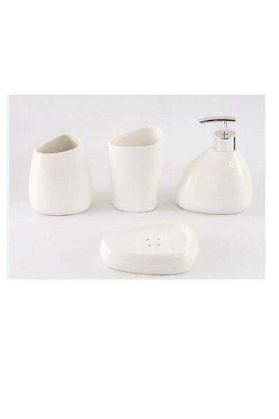 Generic Minimalist 4 Piece White Ceramic Bathroom Accessory Set , Plain Pear ...