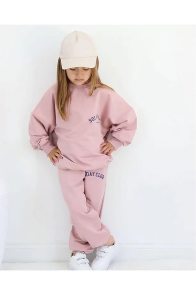 gnygiyim Unisex Printed Children's Tracksuit Set - 3-Thread Ribbed Set