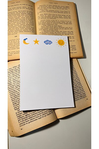 Handeto Kraft Sun and Cloud Notepad Tear Off Notebook, Glue Notepad, A5 Notebook, Unlined Notebook Notepad