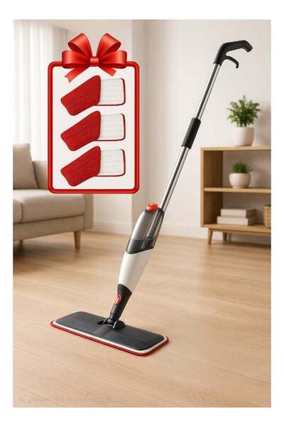 Generic ALMUFARREJ Spray Mop With 3 Floor Cleaning Pad Set Multicolour 110cm