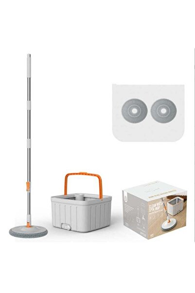 Generic مجموعة ممسحة ودلو دوار 360 درجة، دلو ممسحة دوارة مسطحة من الألياف الدقيقة مع أغطية ممسحة بديلة، قابلة لإعادة الاستخدام