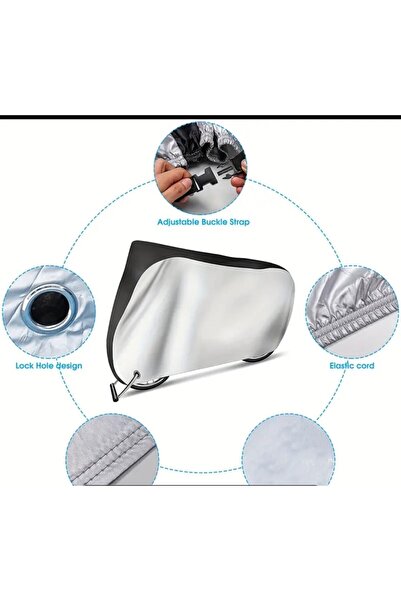 CoverPlus Bisiklet koruma brandasi su geçirmez gri siyah kilit uyumlu