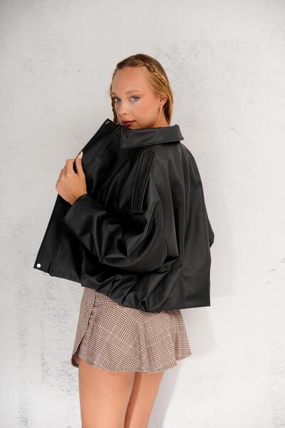 sportiness Detailed New Season Bomber Leather Jacket