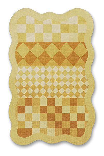 Rugs Modern Halı MOSSO Μπεζ Θέμα Καρό Γεωμετρικό Σχέδιο Υφαντό Διακοσμητικό Χ...