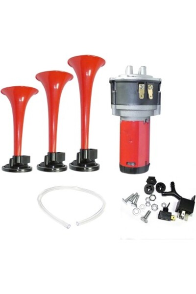 Xenon Bright Car horn 3 trumpets, air compressor included, 12V