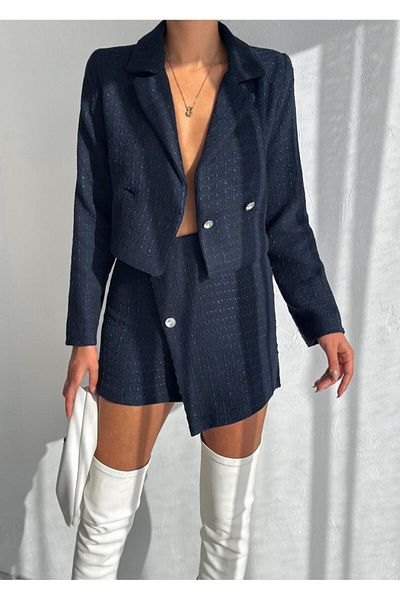 UNBOX Tailored Chic Set-Navyblue