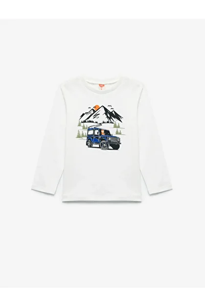 Koton Cotton Long Sleeve Crew Neck Printed T-Shirt