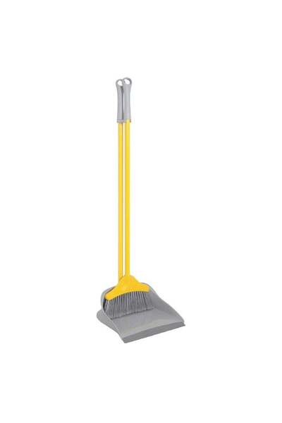 Generic APEX Long Handle Upright Dustpan And Broom Sweep Set Yellow/Grey 27x27x92cm