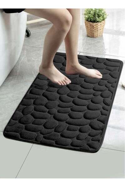 Generic 1-Piece Absorbent Non-slip Bath Rug Stone Textured Floor Mat Velvet F...