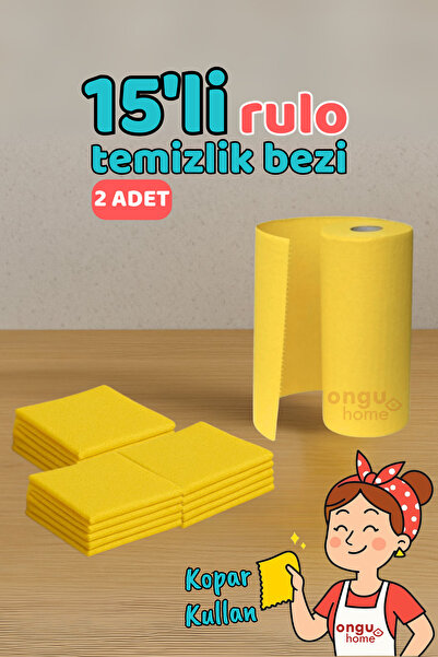 ongu home 2 Adet Rulo Temizlik Bezi 15 Yaprak Dayanıklı Kopar Kullan At Çok A...