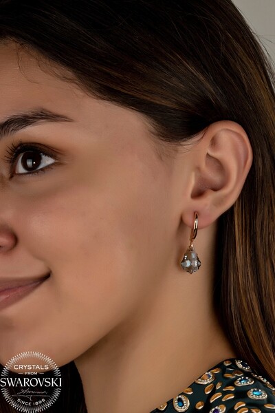 Swaroski Women's Green Pine Silver Earrings with Zirconia Crystal Stone |   Nature's Regenerative Green Pine Design