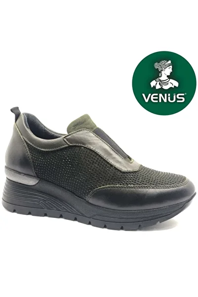Venüs Orhiş Genuine Leather Orthopedic Oxford Women's Air-Flow Sole Classic Shoes Khaki