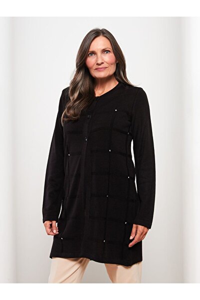 LC Waikiki Bisiklet Yaka Payet İşlemeli Uzun Kollu Kadın Triko Hırka