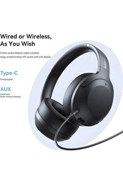 Joyroom JR-JH2 Hybrid Active Noise Cancelling Wireless Over-Ear Headphones 40 Hours Long Playtime Foldable