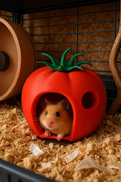 MDİZMİR Hamster Evi Hamster Yuvası ( Kırmızı ve Turuncu ) Hamster Kafesi ve Habitat için Uygun