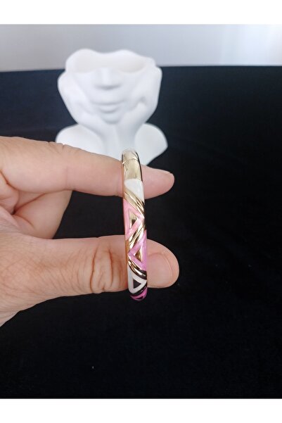 Enjoy Pink Gold Geometric Patterned Modern Bangle Bracelet New Collection