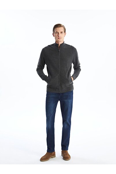 LC Waikiki Ανδρική πλεκτή ζακέτα Standard Mold Stand Collar