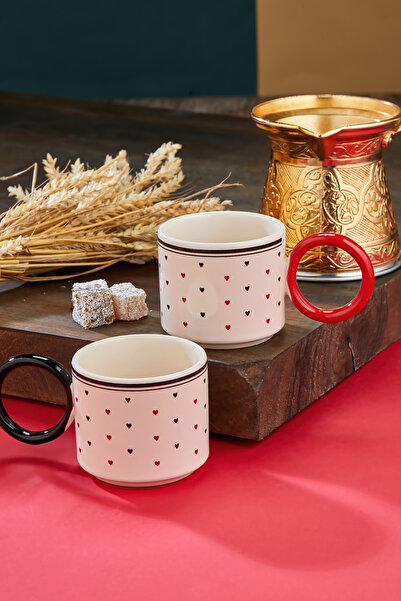 EMBazaar Heart Sip 2-Piece Mug, Special Mug Set for Couples, Heart Patterned Mug, Tea, Coffee, Special Mug for Lovers