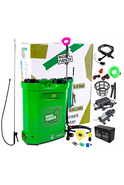 Golden Fish Pompa de stropit cu acumulator Micul Fermier 16 L, 12 V, 2.3 MPA + Set duze + Lance extensibila 2.8m