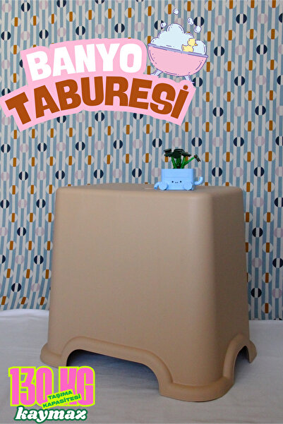 saral plastik Banyo Taburesi Bej Rengi