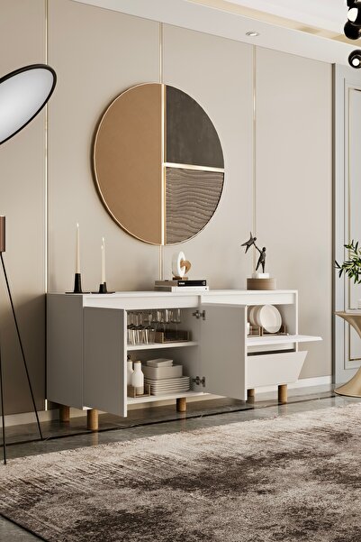 moldesan Mila beyaz MDF 140 cm raflı konsol