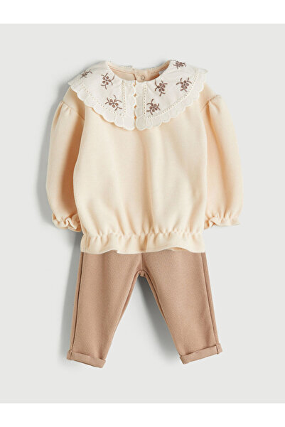 LC Waikiki Sparkling Choices from Shining Store |   Peter Pan collar Long Sleeve Baby Girl Blouse and Leggings 2-Pack