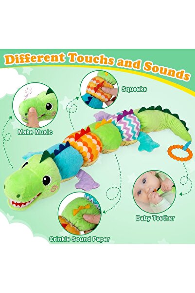 Sozzy Musical Toy for Babies with Measurement, Teething Ring, Green Crocodile