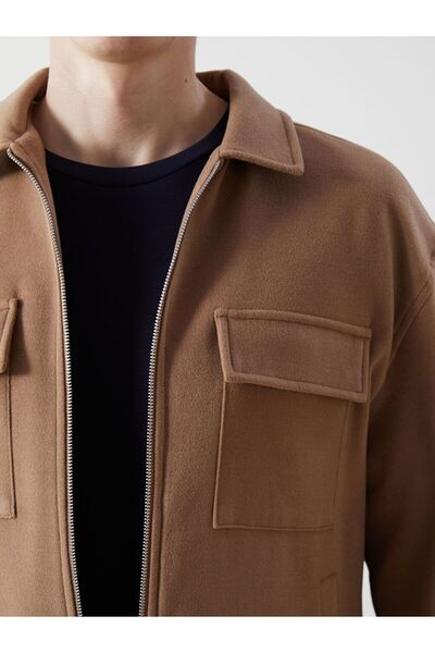 LC Waikiki Standart Kalıp Gömlek Yaka Erkek Kaşe Mont