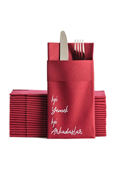 NapkinStore 12 Pieces - Fabric Textured Airlaid Premium Napkins (White) Good Food Good Friends Printed