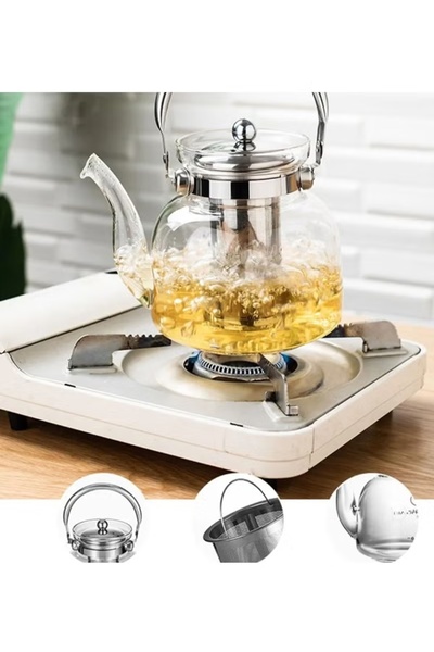 BUNCA 🫖 DAC-56104 Luxury Glass Teapot - 1600ml Heat Resistant