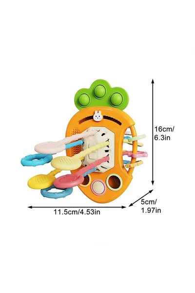 Picodino Pop It sensory toy, in the shape of a carrot, ideal for babies 18 months+